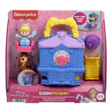 Fisher-Price Little People Toddler Toy Disney Princess Cinderella On-The-Go Playset with Figures for Pretend Play Kids Ages 18+ Months