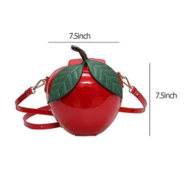 123Arts Apple Shape Shoulder Bag Leather Wallet Handbag Purse