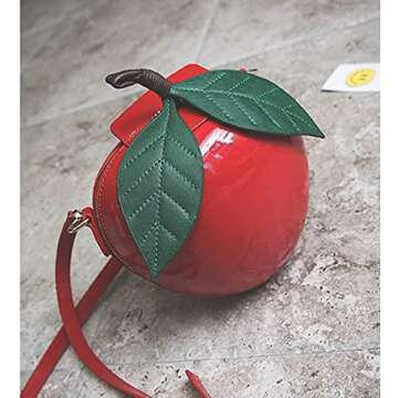 123Arts Apple Shape Shoulder Bag Leather Wallet Handbag Purse