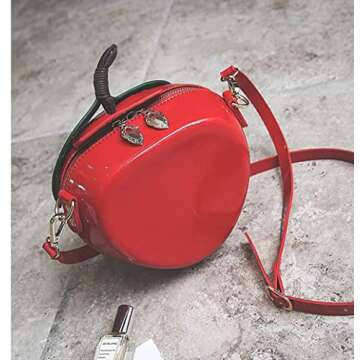 123Arts Apple Shape Shoulder Bag Leather Wallet Handbag Purse