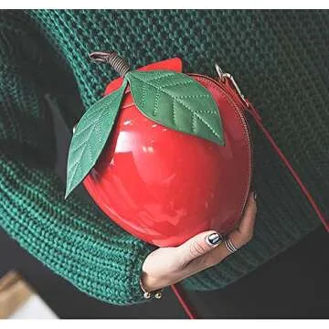 123Arts Apple Shape Shoulder Bag Leather Wallet Handbag Purse