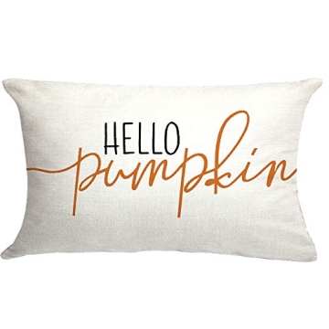 GTEXT 12x20 inch Fall Throw Pillow Cover Hello Pumpkin Cushion Cover Autumn Decor Fall Pumpkins, Out...