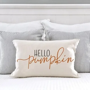 GTEXT 12x20 inch Fall Throw Pillow Cover Hello Pumpkin Cushion Cover Autumn Decor Fall Pumpkins, Outdoor Pillow Linen Square Pillow Cover for Cushion,Sofa Fall Pillow Cover