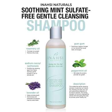 Inahsi Soothing Mint Gentle Cleansing Shampoo | Hair Shampoo for Men, Women, or Kids with Curly Hair | Hair Products for Naturally Curly Hair 8 oz | Made in the USA