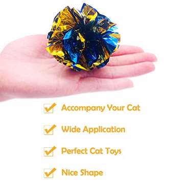 PET SHOW 20 Pcs Cat Crinkle Toy Ball 2.5inch Mylar Cat Pounce Chase Toys Colorful Paper Ball Chase Training Activity for Cats Kittens