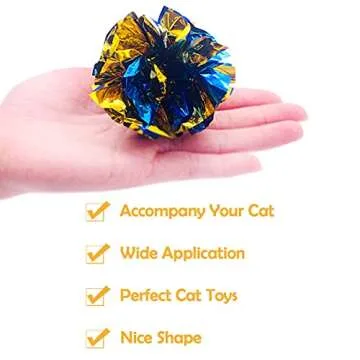 PET SHOW 20 Pcs Cat Crinkle Toy Ball 2.5inch Mylar Cat Pounce Chase Toys Colorful Paper Ball Chase Training Activity for Cats Kittens