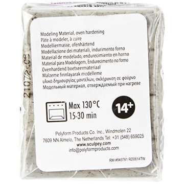 Sculpey Premo Polymer Oven-Bake Clay, Gray Granite, Non Toxic, 2 oz. bar, Great for jewelry making, ...