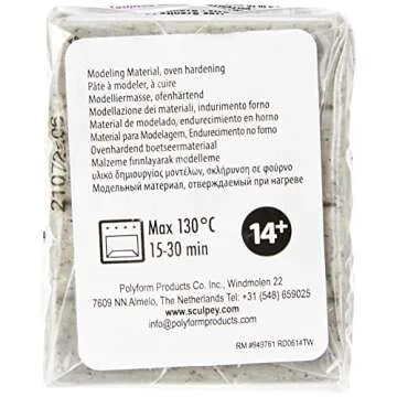 Sculpey Premo Polymer Oven-Bake Clay, Gray Granite, Non Toxic, 2 oz. bar, Great for jewelry making, ...