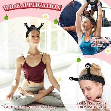 WLLHYF Spa Headband Facial Makeup Head Band Microfiber Soft Coral Fleece Head Wraps Snail Cartoon Cute Hair Accessories Elastic Skincare Hair Band for Women Girls Washing Face Beauty (Black)