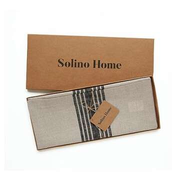 Farmhouse Linen Table Runner 72 Inches Long - Elegant Stripe Design