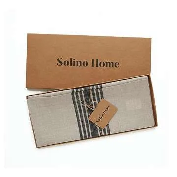 Farmhouse Linen Table Runner 72 Inches Long - Elegant Stripe Design