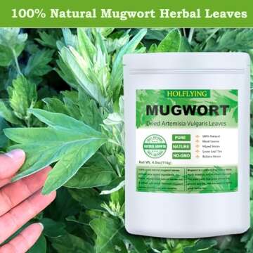 Dried Mugwort Leaves, 4oz(114g), Natural Artemisia Vulgaris Herb Loose Leaves, 100% Natural Mugwort Tea, No Gmo