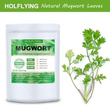 Dried Mugwort Leaves, 4oz(114g), Natural Artemisia Vulgaris Herb Loose Leaves, 100% Natural Mugwort Tea, No Gmo