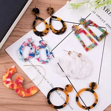 Shop Duufin 24 Pairs Colorful Acrylic Earrings Online