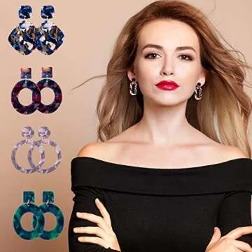 Shop Duufin 24 Pairs Colorful Acrylic Earrings Online