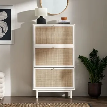 Charming mopio Hannah Shoe Cabinet with Rattan Design