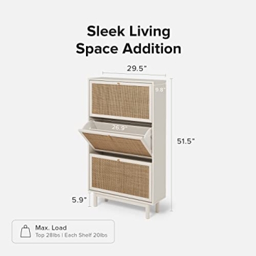 Charming mopio Hannah Shoe Cabinet with Rattan Design