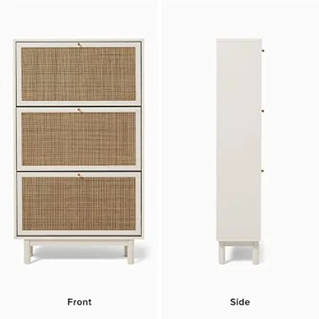 Charming mopio Hannah Shoe Cabinet with Rattan Design