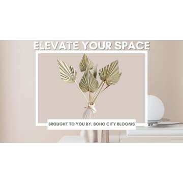 Boho Home Decor Essential | Set of 5 Natural Dried Palm Leaves 12-16” | Ideal for Boho Office & Tr...