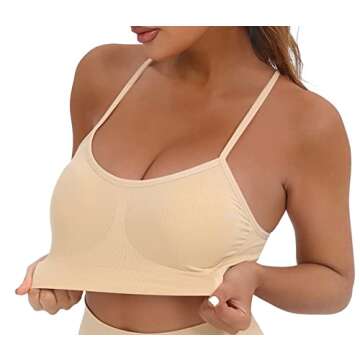 AKAMC Women's Adjustable Strappy Criss Cross Sports Bras Medium Support Workout Yoga Bra 3 Pack,HBB,Large