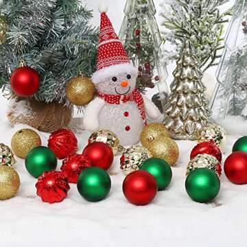 45Pcs Christmas Balls Glitter Ornaments Set for Holidays