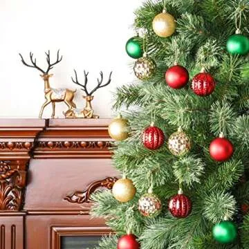 45Pcs Christmas Balls Glitter Ornaments Set for Holidays