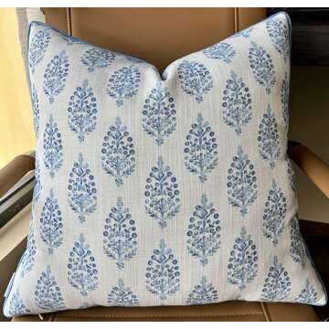 MANOJAVAYA Chandni Paiseley Printed Decorative Square Accent Throw Pillow Cover - 20x20 Inches, Mach...