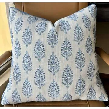 MANOJAVAYA Chandni Paiseley Printed Decorative Square Accent Throw Pillow Cover - 20x20 Inches, Mach...