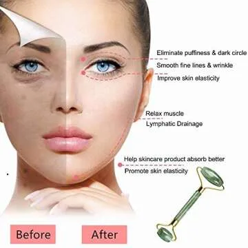 Jade Roller for Face - Facial Massage Tool for Anti Aging Wrinkles and Skin Rejuvenate -100% Natural Jade Stone for Face Eyes (Jade Roller -1pcs)