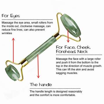 Jade Roller for Face - Facial Massage Tool for Anti Aging Wrinkles and Skin Rejuvenate -100% Natural Jade Stone for Face Eyes (Jade Roller -1pcs)