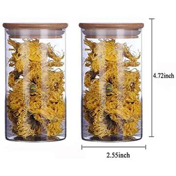 2 Piece Clear Glass Canister Food Storage Jar With Airtight Wood Lids Air Tight Storage Containers f...