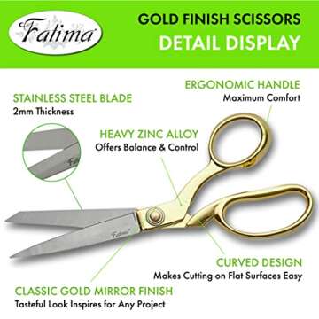 Heavy-Duty Fabric Scissors with Gold Handle - Szco Supplies