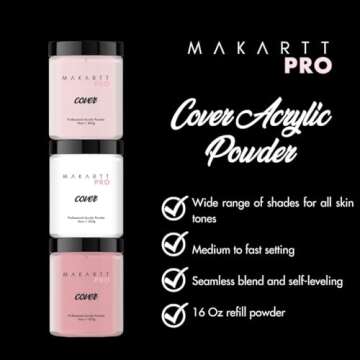 MakarttPro Acrylic Powder - 1lb/16oz Acrylic Nail Cover Powder for Nail Extenstion, Perfect Acrylic ...