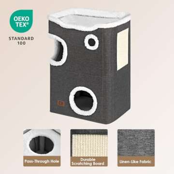 EHEYCIGA 2-Storey Cat House & Scratch Pad for Indoor Cats