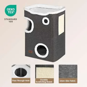 EHEYCIGA 2-Storey Cat House & Scratch Pad for Indoor Cats