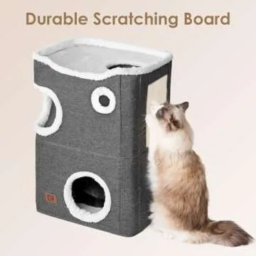 EHEYCIGA 2-Storey Cat House & Scratch Pad for Indoor Cats