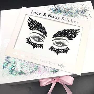 black face jewels tattoo eye sticker festival body sticker black gems holidays halloween decoration temporary tattoo for skin