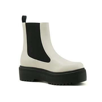 Soda Reeve ~ Women Platform Low Heel Lug Sole Chelsea Fashion Ankle Bootie w/Double Elastic Gore
