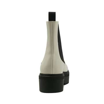 Soda Reeve ~ Women Platform Low Heel Lug Sole Chelsea Fashion Ankle Bootie w/Double Elastic Gore