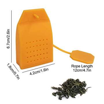 6 Pcs Silicone Tea Infusers, FineGood Reusable Safe Loose Leaf Tea Bags Strainer Filter with Long Rope - 6 Colors