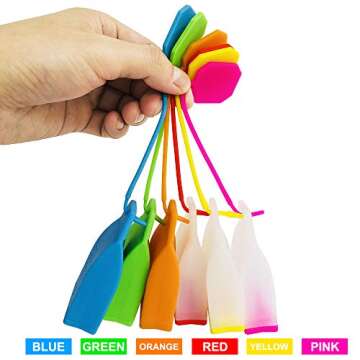 6 Pcs Silicone Tea Infusers, FineGood Reusable Safe Loose Leaf Tea Bags Strainer Filter with Long Rope - 6 Colors