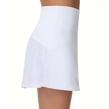 THE GYM PEOPLE Women's High Waisted Tennis Skirts Crossover Hemline Back Pleated Golf Skorts with Inner Shorts White
