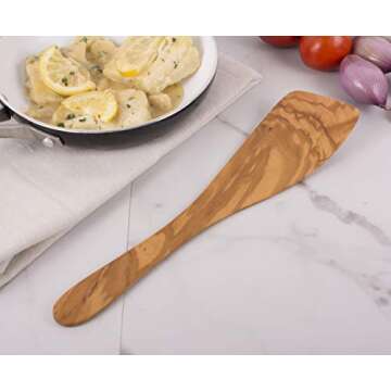 Eddington Italian Olive Wood Wide Spatula, Handcrafted in Europe, 12.5-Inches,Brown