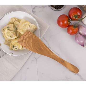 Eddington Italian Olive Wood Wide Spatula, Handcrafted in Europe, 12.5-Inches,Brown