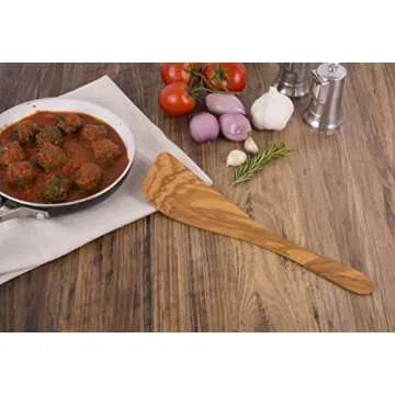 Eddington Italian Olive Wood Wide Spatula, Handcrafted in Europe, 12.5-Inches,Brown
