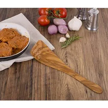 Eddington Italian Olive Wood Wide Spatula, Handcrafted in Europe, 12.5-Inches,Brown