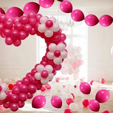 Meanplan 100 Pcs Link Balloon Linking Latex Connected Balloons Linkable for Valentine‘s Day Carnival Wedding Party Decoration(10 Inch,Rose Red)