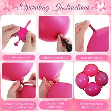 Meanplan 100 Pcs Link Balloon Linking Latex Connected Balloons Linkable for Valentine‘s Day Carnival Wedding Party Decoration(10 Inch,Rose Red)