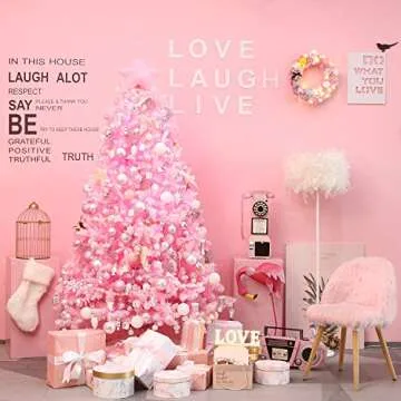 Sea Team 77-Pack Assorted Shatterproof Christmas Balls Christmas Ornaments Set Decorative Baubles Pendants with Reusable Hand-held Gift Package for Xmas Tree (Pink)