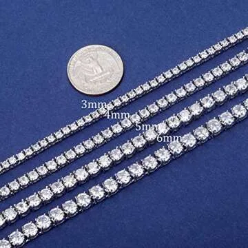 TOPGRILLZ Tennis Necklace Chain for Men 1Row 4mm/6mm 14K Gold Plated Iced Out Diamond Choker Necklace for Women (3mm-Rhodium Plated, 20)